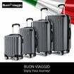 Luggage Travel Suitcase Set 4 Piece Carry On Traveller Checked Bag Hard Shell Lightweight Trolley TSA Lock Grey