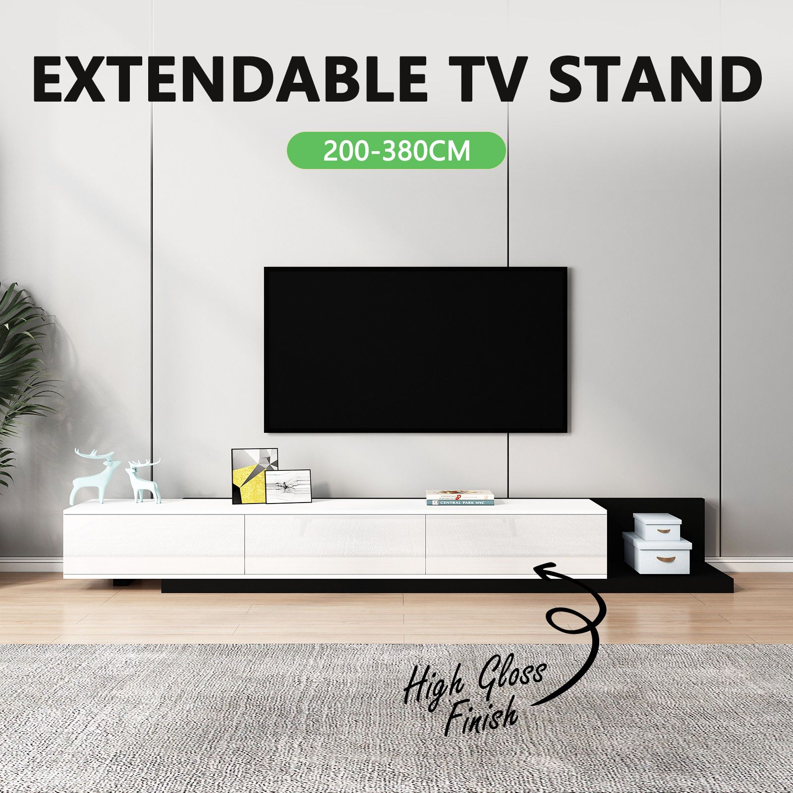 TV Stand Unit Cabinet Extendable Console Entertainment Centre Table Side Storage Living Room Furniture