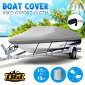 17-19ft Trailerable Boat Cover Water UV Proof Marine Grade Fabric Heavy Duty Jumbo Tri-hull V-hull Fishing Pro-style OGL