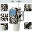 Water Bottle Pouch For Stanley Quencher Adventure 40oz & Stanley IceFlow 20oz 30oz,tumbler pouch with Pocket,for Cards,Keys,Wallet,Earphone,Compact,Versatile (Leopard)