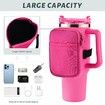 Water Bottle Pouch For Stanley Quencher Adventure 40oz & Stanley IceFlow 20oz 30oz,tumbler pouch with Pocket,for Cards,Keys,Wallet,Earphone,Compact,Versatile (Deep Pink)