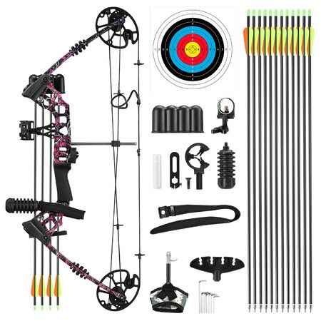 Compound Bow Arrow Kit Sports Hunting Archery Supplies Target Shooting RH 20-70lbs Adjustable Speed 320fps for Adults Beginner Master
