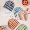 2 Pack Aesthetic Silicone Trivets for Hot Pot Holders Modern Heat Resistant Mats for Countertop Hot Pads Spoon Rest(Orange)