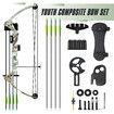 Compound Bow Arrow Set 15-20lbs Archery Sports Hunting Target Shooting RH Adjustable Speed for Youth Beginner Practice Camo