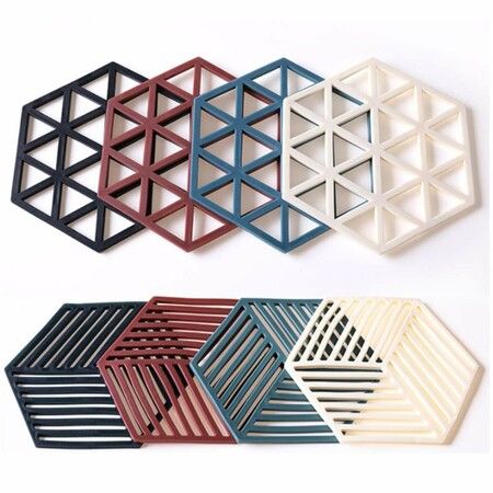 8 Pcs Silicone Trivet Mats and Hot Pads Hexagon Heat Multifunction Kitchen Tool for Bowl Mats, Dish Mats Placemats