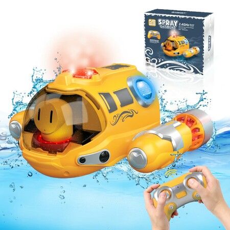 RC Spray Gasboat, Light Up RC Boat Water Toy, Fast RC Boats for Adults and Kids, 2.4GHZ Remote Control, Upgrade Swimming Pool Toy for Boys and Girls