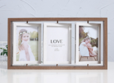 Picture Frame Rustic Rotating Floating Photo Frames Double-Sided Display Rustic Picture Frame For Desktop or Desktop Display