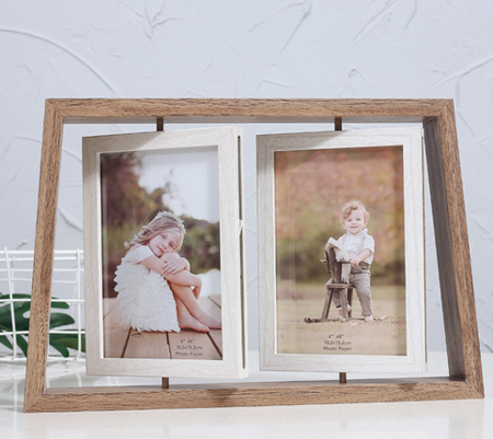 Trapezoidal Picture Frame Rustic Rotating Floating Photo Frames Double-Sided Display Rustic Picture Frame For Desktop or Desktop Display