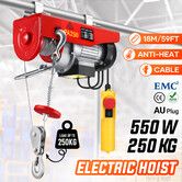 Shogun Electric Winch Engine Crane Hoist 125/250kg 220v 18m Rope Chain Lifting Machine Remote Motor Wire Lift Tool