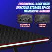 L Shaped Gaming Desk Computer Corner Office Table Gamers Racer Workstation RGB LED Black Carbon Fibre Wireless Charger USB