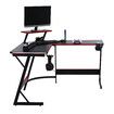 L Shaped Gaming Desk Computer Corner Office Table Gamers Racer Workstation RGB LED Black Carbon Fibre Wireless Charger USB