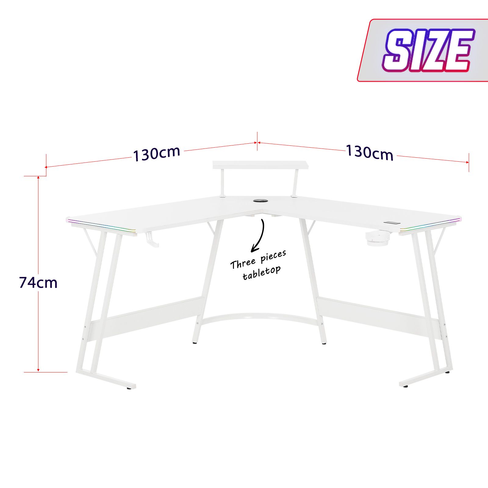 L Shaped Gaming Desk Computer Table Corner Office Gamers Workstation