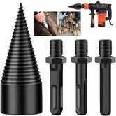 Firewood Log Splitter,4pcs Drill Bit Removable Cones Kindling Wood Splitting logs bits Heavy Duty Electric Drills Screw Cone Driver Hex + Square + Round 42mm/1.65inch