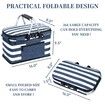 Insulated Picnic Basket,Leak-Proof Collapsible Cooler Bag,26L Grocery Basket with Lid,2 Sturdy Handles,Storage Basket for Picnic,Food Delivery,Take Outs,Market Shopping,Travel (Blue)