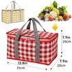 Insulated Picnic Bag Reusable,Beach Bag Cooler Bags,Cooler Bags with Zippered Top,Insulated Bag for Hot or Cold,Picnic,Beach,Food Delivery,Outdoor (Red & White)