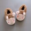 2Pairs 17cm Fuzzy Socks Slippers Thickened Indoor Cotton Shoes Wool Anti-Slip Warm Kids For 1-8 Year Col.Pink+Brown