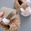 2Pairs 17cm Fuzzy Socks Slippers Thickened Indoor Cotton Shoes Wool Anti-Slip Warm Kids For 1-8 Year Col.Pink+Brown