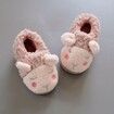 2Pairs 17cm Fuzzy Socks Slippers Thickened Indoor Cotton Shoes Wool Anti-Slip Warm Kids For 1-8 Year Col.Pink+Brown