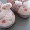 2Pairs 15cm Fuzzy Socks Slippers Thickened Indoor Cotton Shoes Wool Anti-Slip Warm Kids For 1-8 Year Col.Pink+Brown