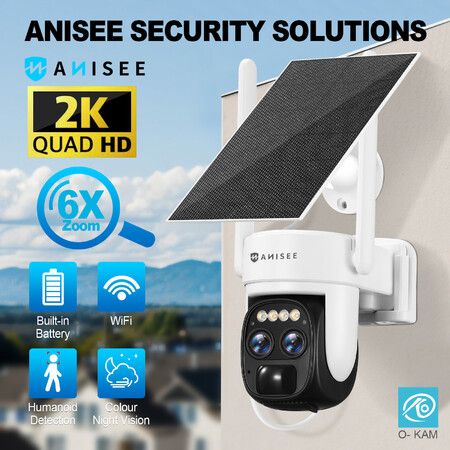 PTZ Security Camera House CCTV Wireless 3MP Home WIFI Surveillance System Solar Outdoor Waterproof Battery Dual Lens AI Detection