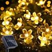 Outdoor Solar Flower String Lights Waterproof 50 LED Fairy Light Decorations for Christmas Tree Garden Patio Fence Yard Spring (Warm White)