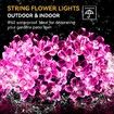 Outdoor Solar Flower String Lights Waterproof 50 LED Fairy Light Decorations for Christmas Tree Garden Patio Fence Yard Spring (Pink)