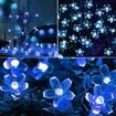 Outdoor Solar Flower String Lights Waterproof 50 LED Fairy Light Decorations for Christmas Tree Garden Patio Fence Yard Spring (Blue)