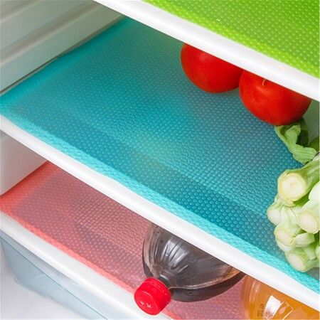 4pcs Refrigerator Liners Mats Washable,  Waterproof Oilproof For Shelves, Cover Pads For Freezer Glass Shelf Cupboard Cabinet Drawer Color Green