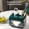 Multifunctional Tissue Storage Box Vanity Countertop Small Size Organizer for Paper Remotes Phone Glasses Etc-Dark Green