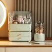 Rotating 360 Makeup Brush Holder Organizer Box with Lid Storage Dust Acrylic Cosmetics Holders Storage Cup(Light Green)