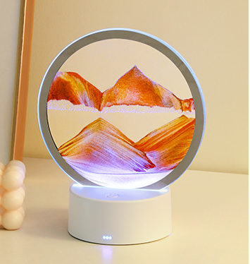 Moving Sand Art Picture With Light, 3d Kinetic Art Sand Sandscape In Motion Display For Home Decor Office Yellow
