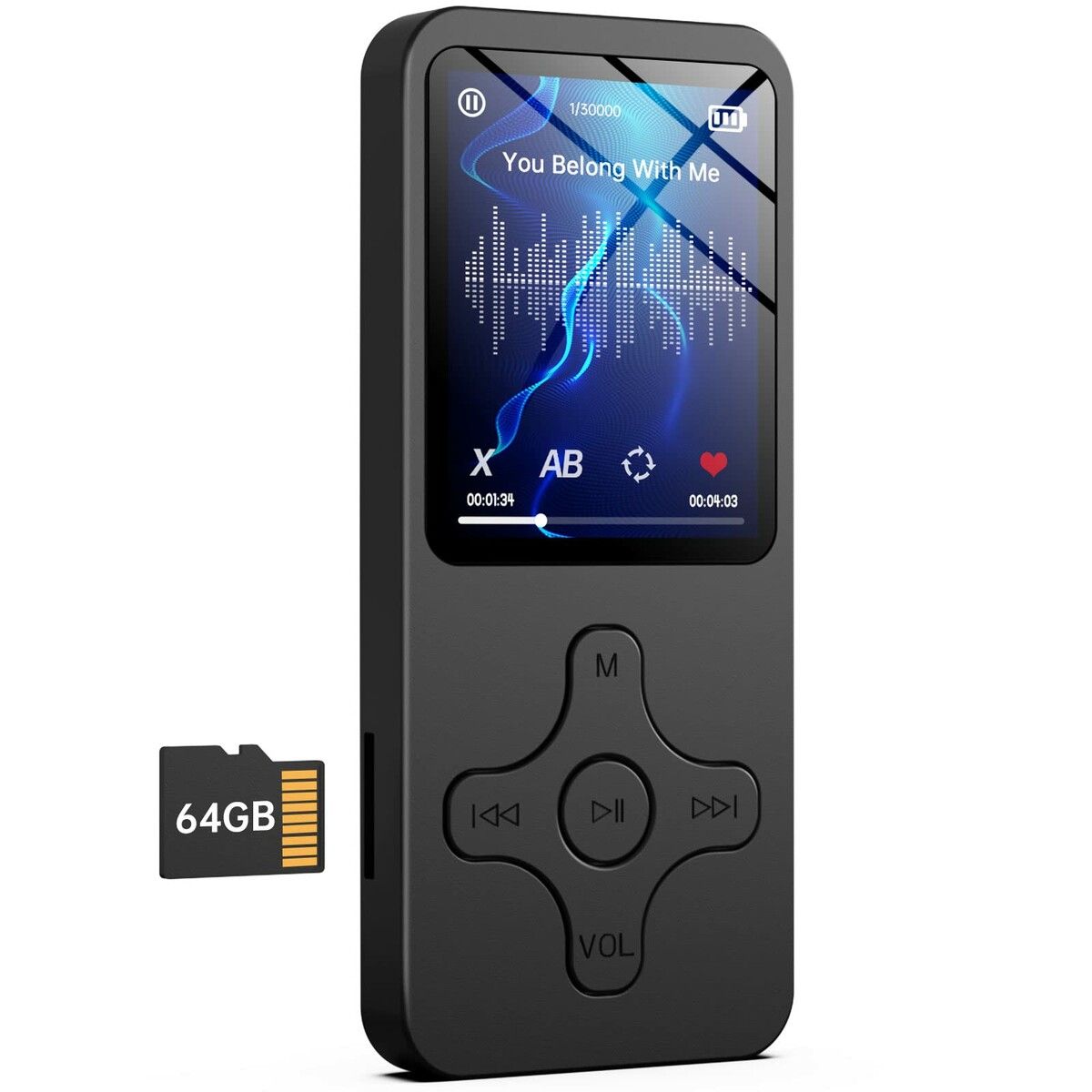 64GB MP3 Player with Bluetooth 5.0,Physical Buttons,Portable HiFi Lossless Sound,Music mp3 mp4 Player for Kids with Speaker FM Radio Recording Photo Video e-Book