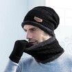 Pack Of 3 Winter Knitted Beanies, Hats, Collars, Warm Gloves, Fleece Lining, Infinity Scarf, Men's And Women's  Gloves Color Red