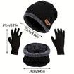 Pack Of 3 Winter Knitted Beanies, Hats, Collars, Warm Gloves, Fleece Lining, Infinity Scarf, Men's And Women's  Gloves Color Grey