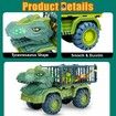 Dinosaur Truck Toys for Kids 3-5 Years, Tyrannosaurus Transport Cars Playset with Pull Back Dino Cars