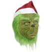 Green Monster Christmas Mask with Red Hat and Glove