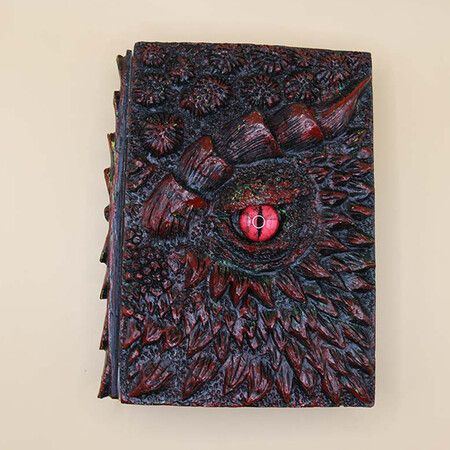 Deluxe Animated Dragon Book Dragon Book Resin Craft 224 Page Travel Notepad (red)