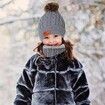 3Pcs Winter Hat Scarf Gloves Set Kids Winter Knit Beanies Neck Warmer Hat Mitten Set for Boys Girls Gift Color White