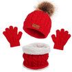 3Pcs Winter Hat Scarf Gloves Set Kids Winter Knit Beanies Neck Warmer Hat Mitten Set for Boys Girls Gift Color Red