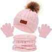 3Pcs Winter Hat Scarf Gloves Set Kids Winter Knit Beanies Neck Warmer Hat Mitten Set for Boys Girls Gift Color Light Pink