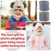 3Pcs Winter Hat Scarf Gloves Set Kids Winter Knit Beanies Neck Warmer Hat Mitten Set for Boys Girls Gift Color Beige