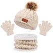 3Pcs Winter Hat Scarf Gloves Set Kids Winter Knit Beanies Neck Warmer Hat Mitten Set for Boys Girls Gift Color Beige