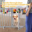 Puppy Gate Dog Fence Pet Safety Guard Indoor Wooden Playpen Foldable Freestanding Barrier Protection Net Stair Partition Grey 3Panels