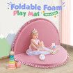 Baby Play Mat Padding Rug Memory Foam Washable Round Foldable Thick Carpet For Kids Bedroom Floor Activity Centre Pink