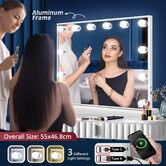 Hollywood Makeup Mirror Lights 12 LED Bulbs Vanity Lighted Beauty Touch Adjustable Brightness USB Maxkon