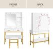 Maxkon Dressing Table Set Lighting Vanity Mirror Dresser Makeup Desk Bedroom Furniture With 9 Bulbs Cushioned Stool Storage