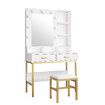 Maxkon Dressing Table Set Lighting Vanity Mirror Dresser Makeup Desk Bedroom Furniture With 9 Bulbs Cushioned Stool Storage