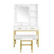 Maxkon Dressing Table Set Lighting Vanity Mirror Dresser Makeup Desk Bedroom Furniture With 9 Bulbs Cushioned Stool Storage