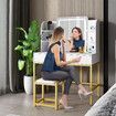 Maxkon Dressing Table Set Lighting Vanity Makeup Desk LED Lighted Mirror Bedroom Furniture With 2 Drawers 3 Adjustable Lights Cushioned Stool