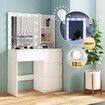 Maxkon Dressing Table Lighting Vanity Mirror Dresser Bedroom Furniture Makeup Desk With 12 LED White Light 4 Drawers Modern